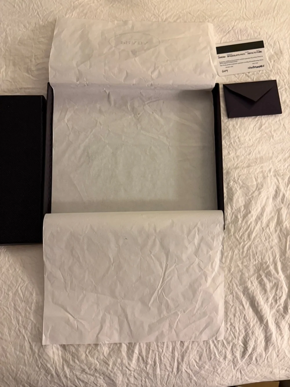 Pravda Gift Box with Prada Tissue and Envelope for Authentication Card